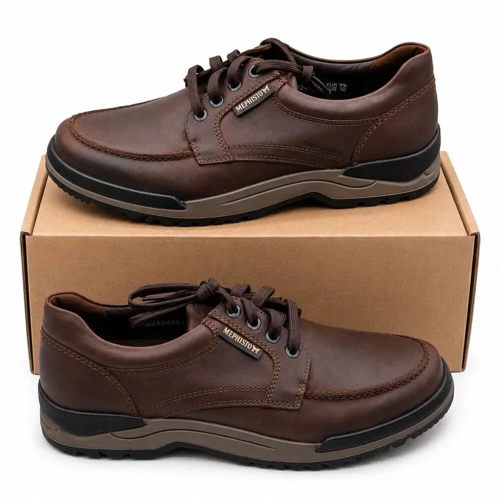 Mephisto Charles Dark Brown Grizzly Leather Derby Shoes Men’s US 10 EU 44